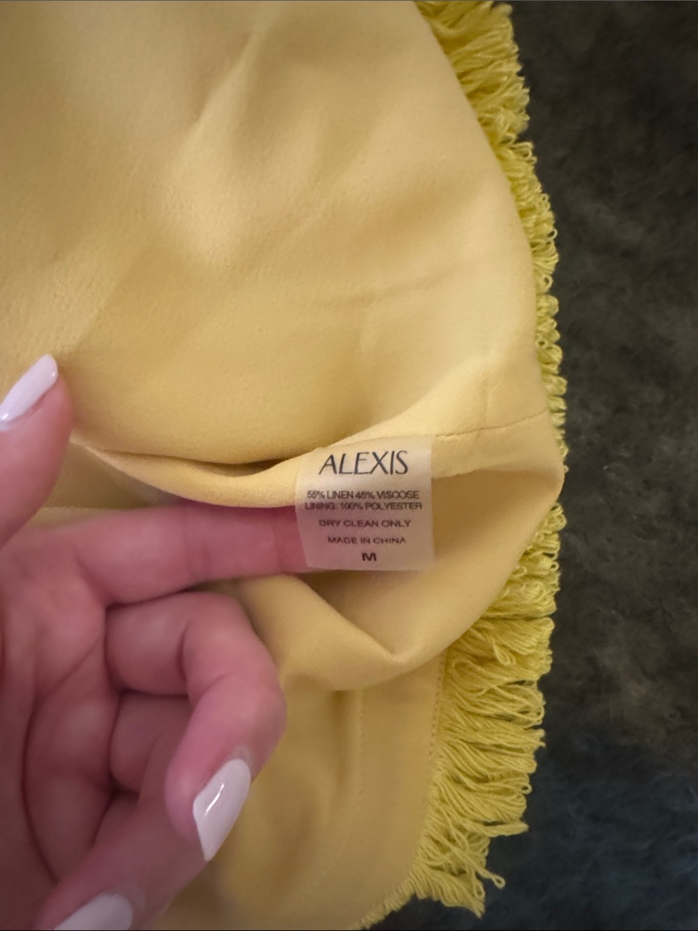 Alexis Yellow Multi-Pattern Beaded Strap Dress with Fringe - Picture 3 of 3